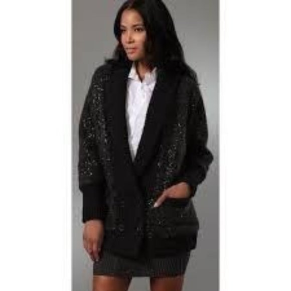 DVF Zayde Sequin Oversize Mohair Sweater Cardigan - Picture 2 of 9
